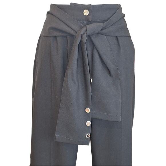 Maniere De Voir Black High Waist Tie Wrap Pants NWT Sz US10 - Picture 2 of 9